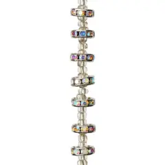 Rhodium with Multicolor Rhinestone Round Beads, 10mm by Bead Landing&trade;