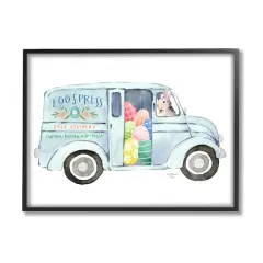 Stupell Industries Patterned Easter Eggs Truck Holiday Bunny Painting Framed Giclee Art Black