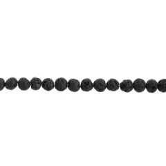 John Bead Earth's Jewels Natural Stone Round Beads, 6mm Black Lava