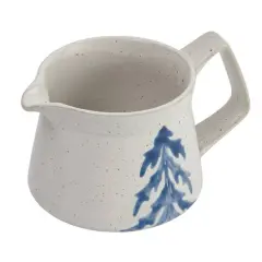 Hello Honey&reg; Antique White & Blue Farmhouse Stoneware Creamer with Hand Painted Tree