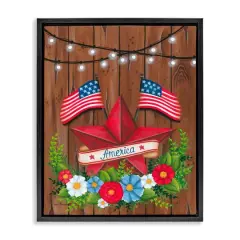 Stupell Industries Americana Country Garland Floater Framed Art Black
