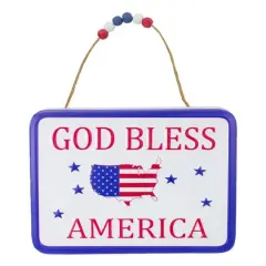 8.75" Metal Patriotic GOD BLESS AMERICA Sign Wall D&eacute;cor