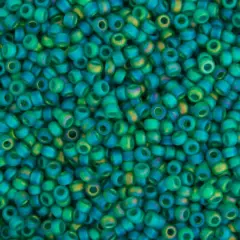 Miyuki&reg; 11/0 Glass Seed Beads, 22g Emerald Transparent AB Matte