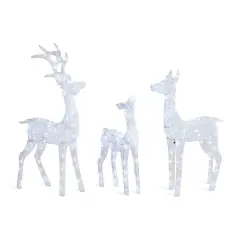 Glitzhome&reg; Lighted Crystal White 3D Reindeer Outdoor D&eacute;cor Set