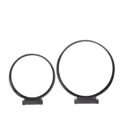 Contemporary Dark Gray Open Circle Sculpture Set