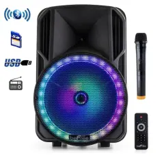 beFree Sound 12" Bluetooth Rechargeable Portable PA Party Speaker With Reactive LED Lights