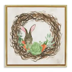 Stupell Industries Spring Easter Wreath Floater Framed Art Gold