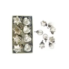 Hello Honey&reg; 8 Pack 1.25" Silver Mercury Glass Heart & Star Ornaments