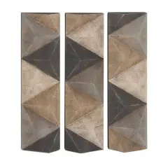 36" Brown Wood Farmhouse Abstract Wall Decor, 3ct.
