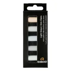 Rembrandt 5 Color Light Grays Half Stick Soft Pastel Set