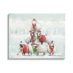 Stupell Industries Winter Sheep Snowy Farm Animals Canvas Wall Art