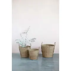 Hello Honey&reg; Natural Handwoven Bankuan Basket with Braided Handles Set
