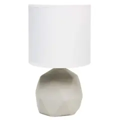 Simple Designs 10.6" Geometric Concrete Lamp White