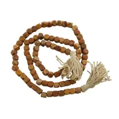 80" Bohemian Mango Wood Beads with Tassels Garland Dark Brown