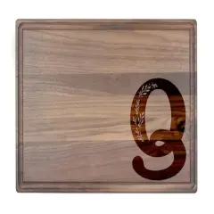 Floral Monogram Walnut Cutting Board Q