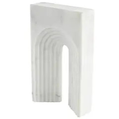 11" White Grooved Marble Rectangular Arch Sculpture