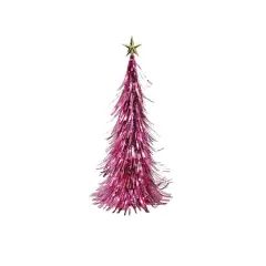 13.75" Tinsel Christmas Cone Tree Tabletop D&eacute;cor by Ashland&reg; Pink