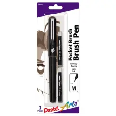 Pentel Arts&reg; Pocket Brush Pen Medium with 2 Refills, Sepia