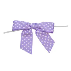 JAM Paper 3.25" Grosgrain Polka Dot Twist Tie Bows, 100ct. Light Orchid