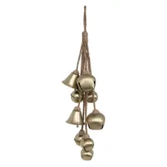 Hello Honey&reg; Antique Brass Finish Metal Bell Cluster with Jute Rope