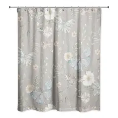Butterflies Shower Curtain Gray