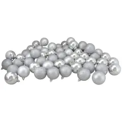 60ct. 2.5" 4-Finish Silver Shatterproof Ball Ornaments