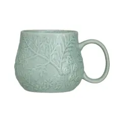 Hello Honey&reg; 16oz. Sage Reactive Glaze Embossed Botanicals Stoneware Mug