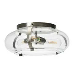 Hello Honey&reg; Robert Stevenson Lighting Alston 16" Antique Nickel Glass & Metal Flush Mount Ceiling Light