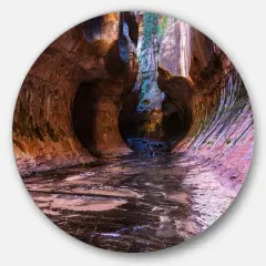 Designart - Cave in Zion National Park Utah' Landscape Oversized Metal Circle Wall Art