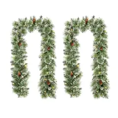 Glitzhome&reg; 6ft. Pre-Lit Frosted Greenery Pinecones Christmas Garlands with Timers, 2ct.