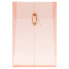 JAM Paper 6.25" x 9.25" Peach Plastic Button String Open End Envelopes, 108ct.