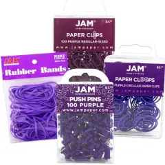 JAM Paper Desk Essentials Office Supply Kit Purple