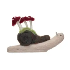 Hello Honey&reg; 13" Wool Snail with Mushrooms D&eacute;cor