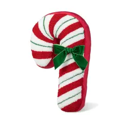Glitzhome&reg; 15.75" Hooked Christmas Candy Cane Pillow