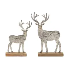 Metal Deer Silhouette with Wood Base Set