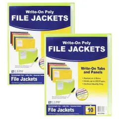 C-Line&reg; Assorted Colored Write-On Poly File Jackets, 2 Packs of 10