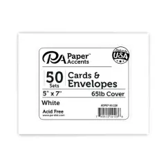 PA Paper&trade; Accents Card & Envelope Pack, 5" x 7" White