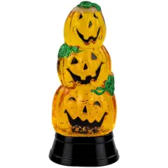6.5" Orange LED Stacked Jack O' Lanterns Halloween Snow Globe