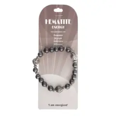 John Bead Hematite Black Natural Stone Stretch Bracelet Black No 73