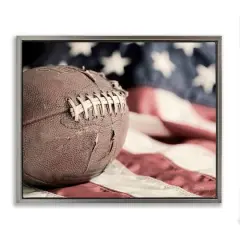 Stupell Industries Football & American Flag Floater Framed Art Gray
