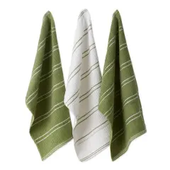 DII&reg; Green Ribbed Terry Dishtowel & Dishcloth Set