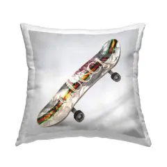 Stupell Industries Bling Fashion Skateboard Glam Style Brand Throw Pillow, 18" x 18"