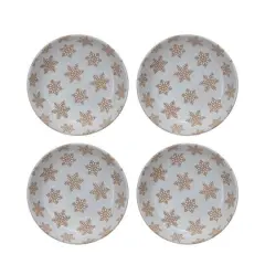 Hello Honey&reg; 8.25" White & Orange Stoneware Snowflake Dinnerware Bowls, 4ct.