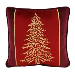 16" x 16" Burgundy & Gold Christmas Tree Throw Pillow by Ashland&reg;
