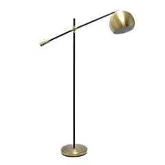 Lalia Home Black Matte Swivel Floor Lamp with Inner White Dome Shade Antique Brass