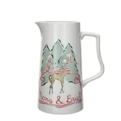 Hello Honey&reg; 2qt. Multicolor Reindeer Stoneware Pitcher