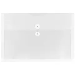JAM Paper 9.75" x 14.5" Button & String Tie Closure Plastic Envelopes, 12ct. Clear