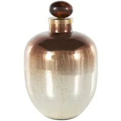 13" Gold, Beige & Copper Glass Speckled Ombre Decorative Jar