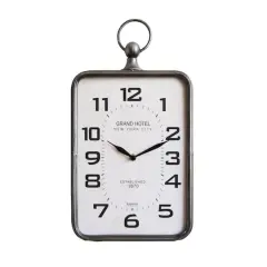 Hello Honey&reg; Metal Rectangle Hanging Clock with Handle Decoration on Top
