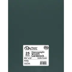 PA Paper&trade; Accents 8.5" x 11" Heavyweight Smooth Cardstock, 25 Sheets Holly